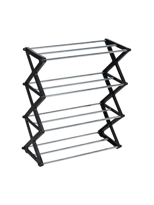 Plastic Shoe Organizer with 4 Shelves Black 43x18x48cm