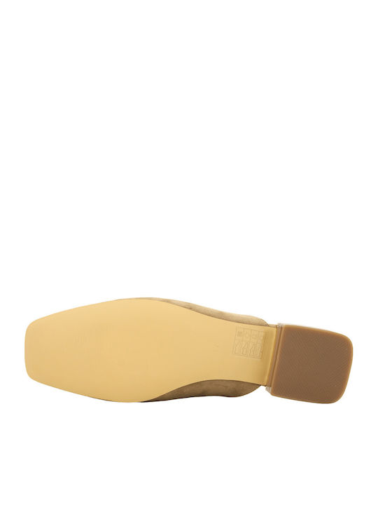 Flat Suede Mules σε Μπεζ Χρώμα