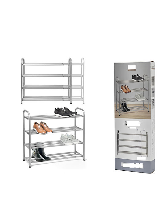 Metallic Shoe Organizer Silver 117x23x62cm