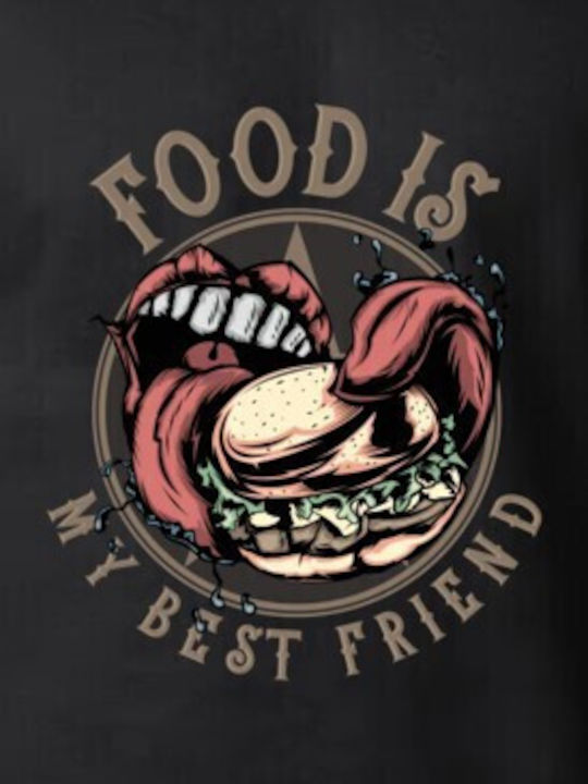 Crewneck Sweatshirt Food Is My Best Friend Burger Pop Culture Schwarz