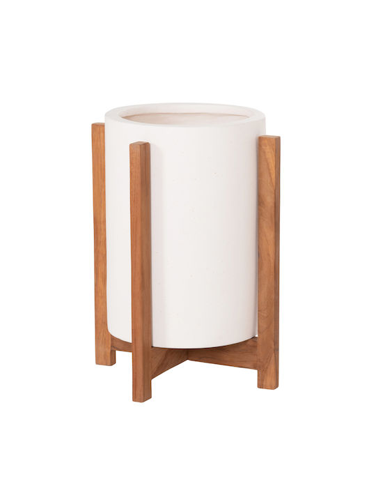 HomeMarkt Hoff Γλάστρα Τσιμεντένια Λευκο-teak