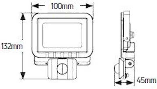 Geyer Proiector LED Etanș 20W Alb Cald 3000K cu Senzor de Mișcare IP65