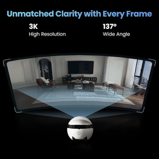 Enabot EBO Air 2 Plus IP Companion Robot Κάμερα Wi-Fi Full HD+ 5MP Μπαταρίας με Αμφίδρομη Επικοινωνία Γκρι