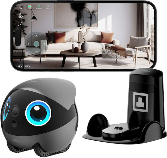 Enabot EBO Air 2 Plus IP Companion Robot Κάμερα Wi-Fi Full HD+ 5MP Μπαταρίας με Αμφίδρομη Επικοινωνία Γκρι