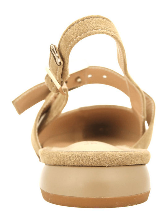 Suede Women's Ballerina Shoes Beige