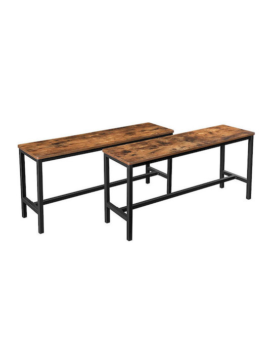 Dining Room Bench with Wooden Surface Brown 108x32.5x50cm 2pcs