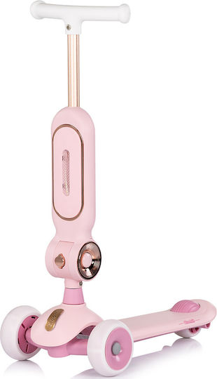 Chipolino Kids 3-Wheel Scooter with LED Lighting for 2+ Years Pink