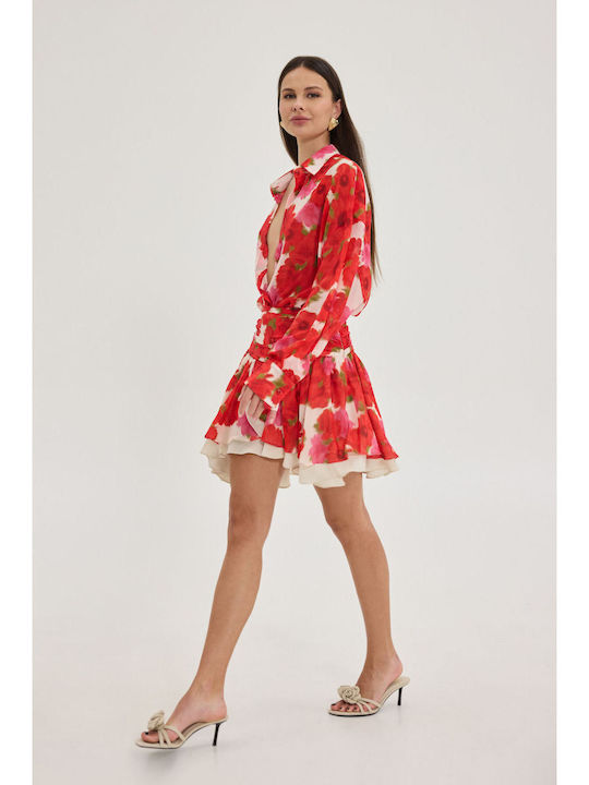 Mini Cloche Floral Red Skirt