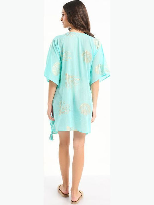 Ble Resort Collection Дамски Плажен Кафтан Тюркоазен