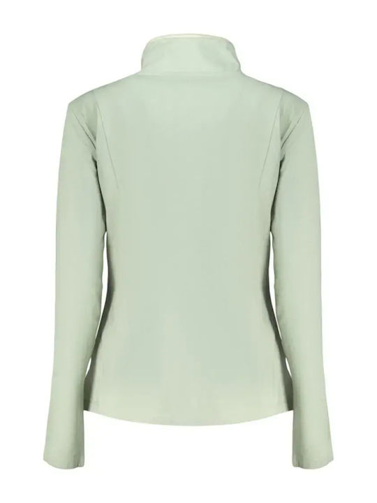 Short Women's Cardigan with Zipper Light Green
