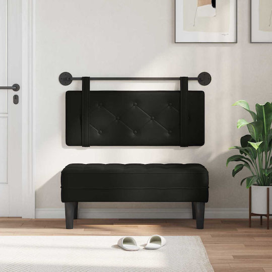 vidaXL Leather Bed Headboard Cushion Black 100x40cm
