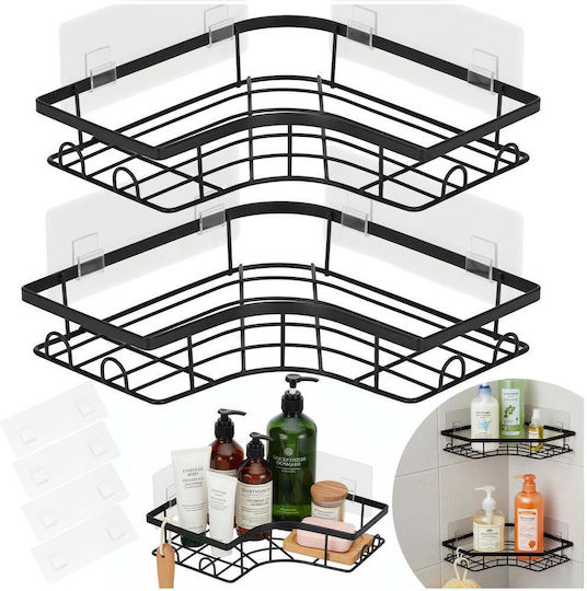 Corner Wall Mounted Bathroom Shelf Metallic Black