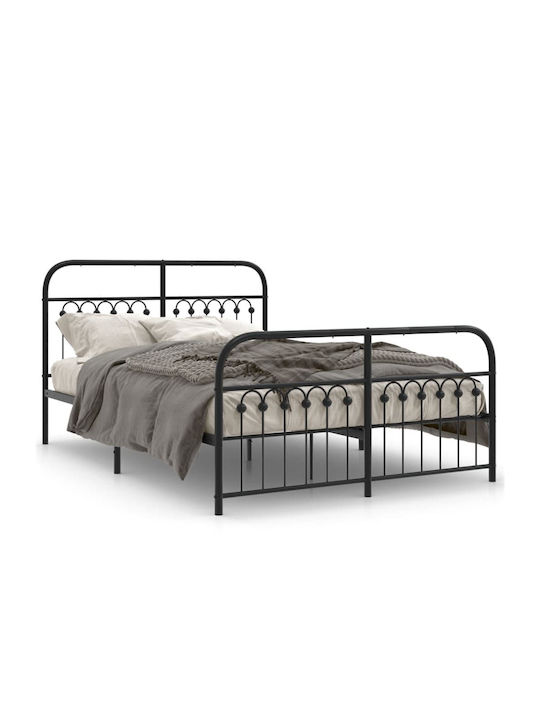 Bett Doppelbett Metall Black mit Latten für Matratze 137x190cm