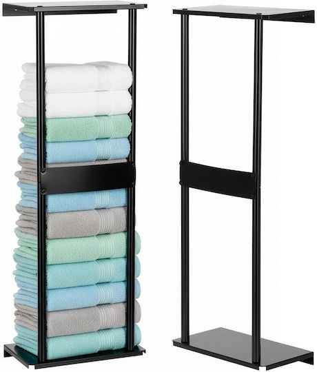 Double Wall-Mounted Bathroom Shelf Unit with Screws 31x15cm Black