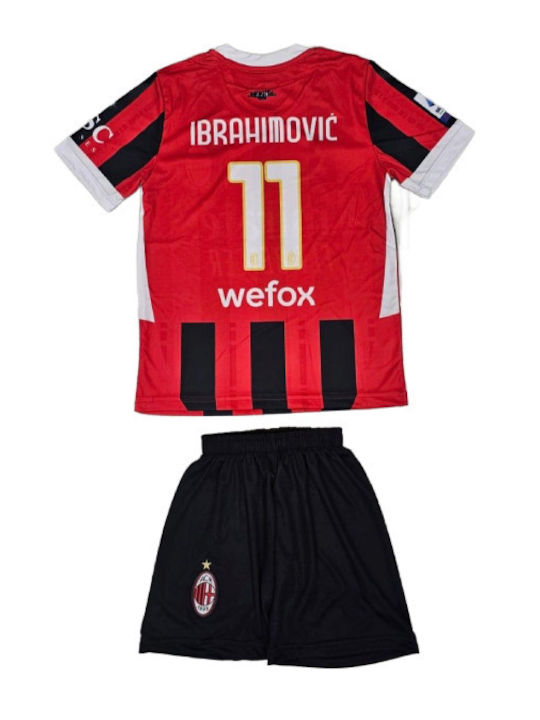 Kinder Fußball Satz Ibrahimovic Milan 2024-2025 Rote Schwarze Balón De Oro Rote Schwarze Unisex Kinder Ab157
