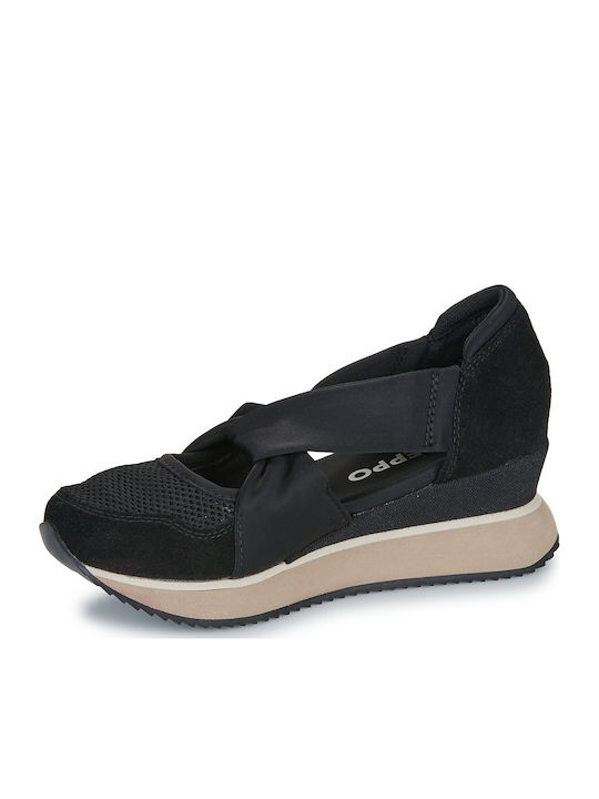 Leder Damen Espadrilles in Schwarz Farbe