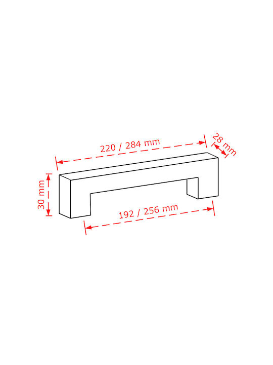 Viobrass Möbelgriff aus Edelstahl Inox Mat 178mm Lochabstände 256mm 192