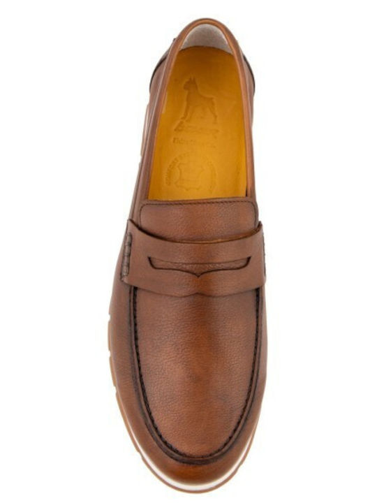 Leather Men's Loafers in Tabac Brown Colour
