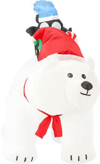 Urs Polar Gonflabil Exterior Iluminat Led Doi Pinguini Compresor Integrat 200x120x80 Cm Alb