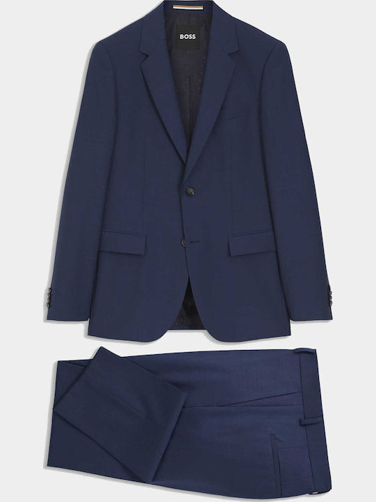 Winter Men's Suit with Vest with Slim Fit Blue