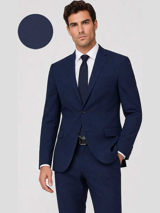 Winter Men's Suit with Vest with Slim Fit Blue