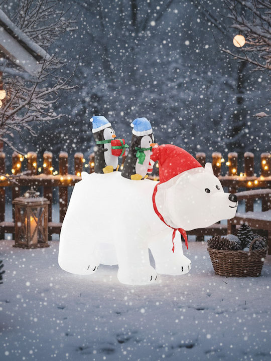 Outdoor Inflatable Polar Bear Led Lighting Two Penguins Integrated Compressor 200x120x80 Cm White