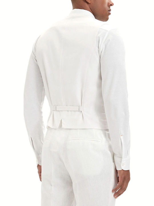 Henry Summer Men's Suit with Vest with Slim Fit White