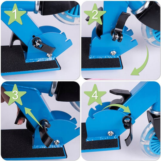 MalPlay Scuter Copii Pliabil 2 Roți Cu Iluminare LED Pentru 3+ Ani Albastru