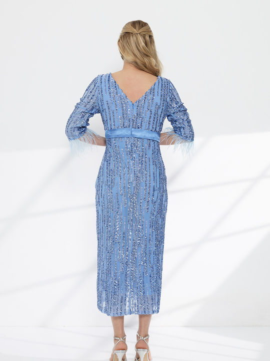 Midi Abendkleid Hellblau