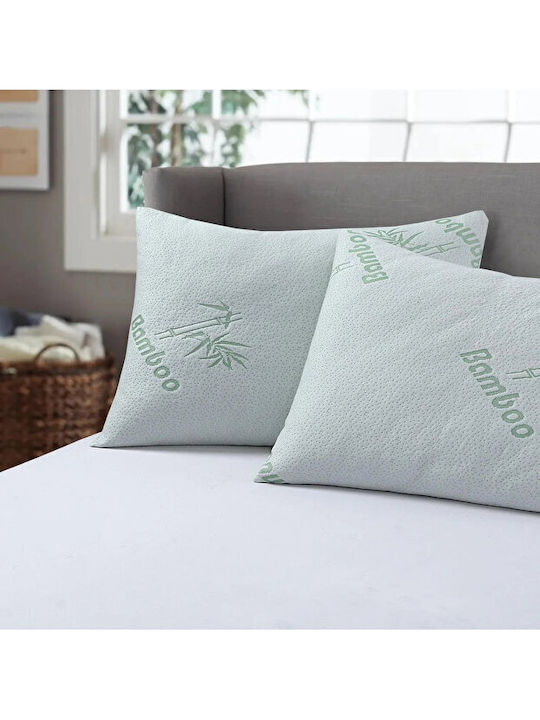 Stewehome Σετ 4 Μαξιλάρια Bamboo Visco Διπλής Όψης Αεριζόμενα Πράσινα 50x70cm