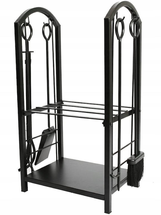 Raft Metalic De Depozitare Lemne 74x40x30cm Negru