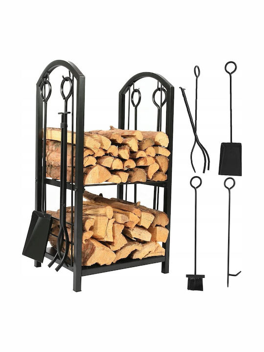 Raft Metalic De Depozitare Lemne 74x40x30cm Negru