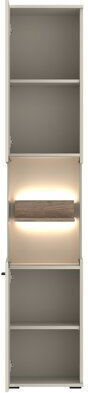 Tencati 103 Dulap De Prezentare Pentru Sufragerie De Pardoseală Din Lemn Și Metal Vitrină Cu Geamuri Și Iluminare Culoare Cașmir 40x37x198cm 642760MEB