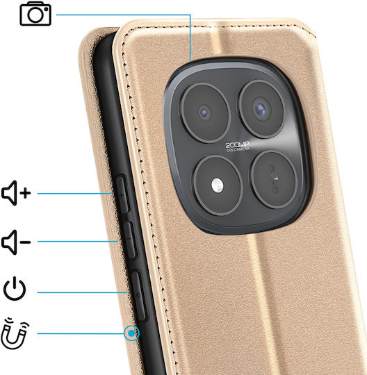 Avizar Folio Case Redmi Note 15 Pro Plus 5g Card Holder Stand Function Gold