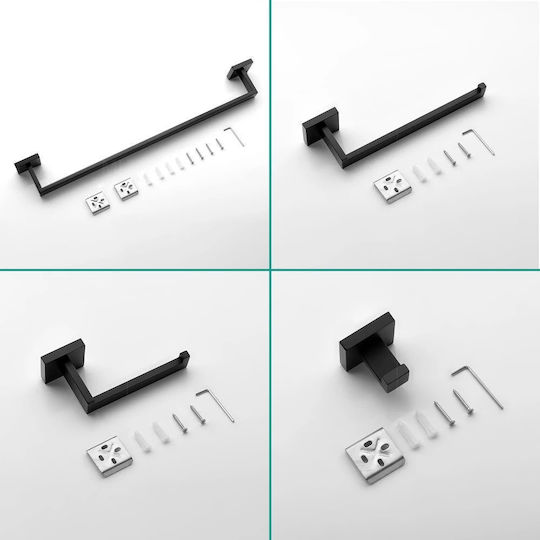 Wall Mounted Bathroom Accessory Set Inox Black