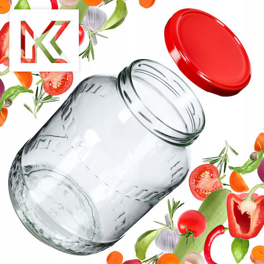 Kadax Set of 2 General Use Glass Red Jars with Lid 2500ml 2 Pieces