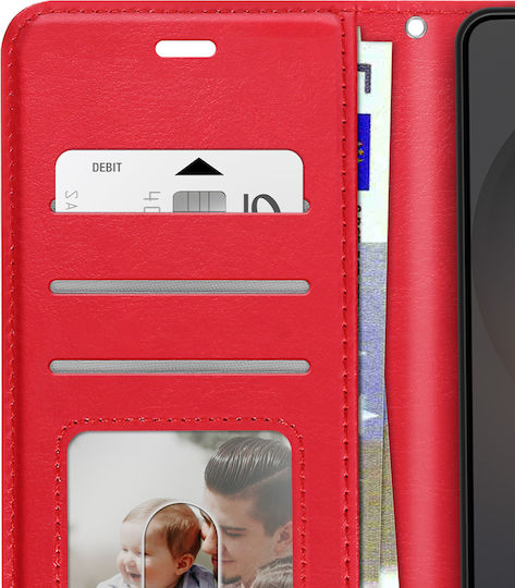 Mayaxess Wallet Case Galaxy S25 Fe Lanyard Stand Function Red
