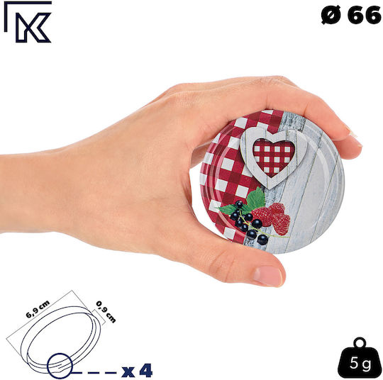 Lids Jars Fi66 Jar Caps Heart 4-clasp 10pcs