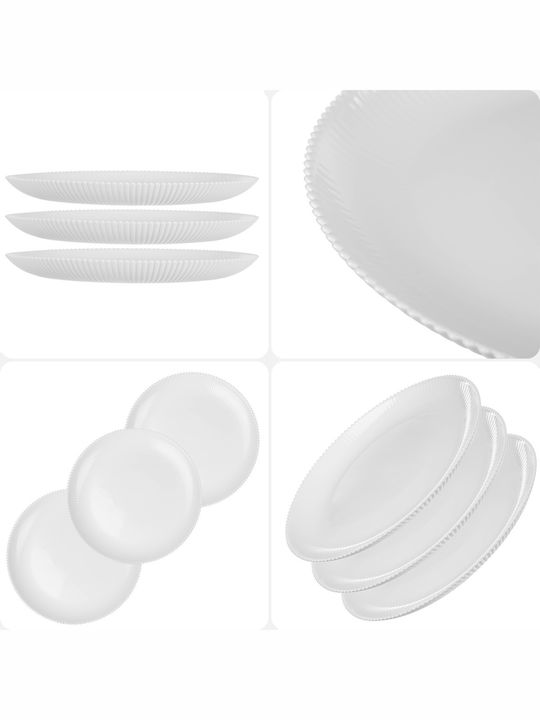 Kadax Servierplatte Untiefe Glas Weiß mit Durchmesser 26.5cm 3 Stück