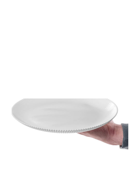 Kadax Shallow Glass Serving Plate White with Diameter 26.5cm 6 Pieces