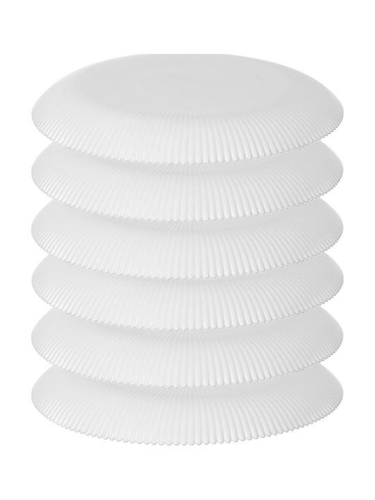 Kadax Shallow Glass Serving Plate White with Diameter 26.5cm 6 Pieces