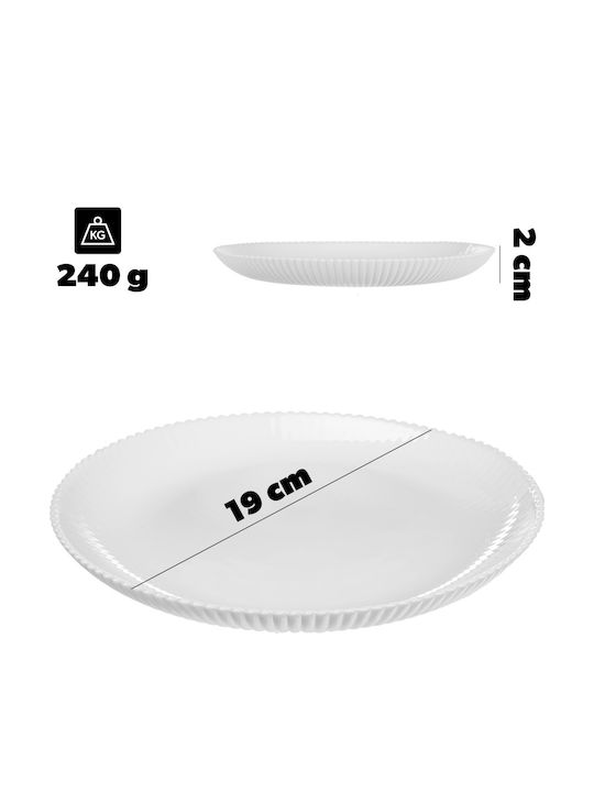 Kadax White Glass Dessert Plate 19cm 6 Pieces