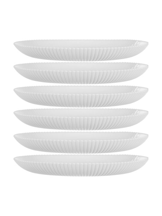 Kadax White Glass Dessert Plate 19cm 6 Pieces