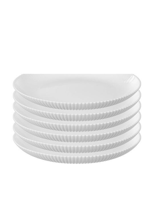 Kadax White Glass Dessert Plate 19cm 6 Pieces
