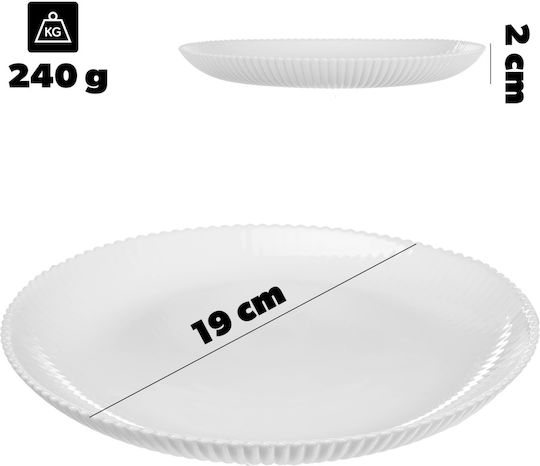 Kadax Placă Deșert Din Sticlă Albă Cu Diametru 19cm 3 Bucăți
