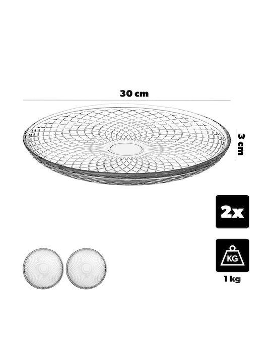 Kadax Servierplatte Untiefe Glas Transparent 30cm 2 Stück
