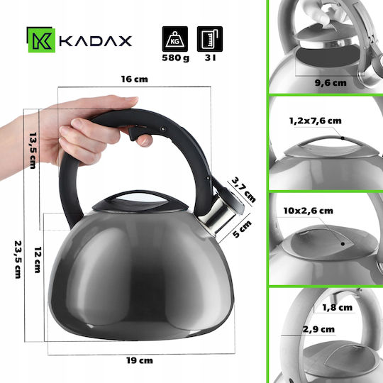 Kadax Ceainic Inox Gri 2600ml