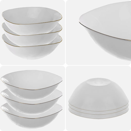 Kadax Glass White Salad Bowl 15cm 3 Pieces Kadax Glass White Salad Bowl 15cm 3 Pieces