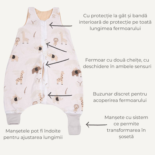 Kidizi Sac De Dormit De Vară Cu Picioare 0.5 Tog Bej