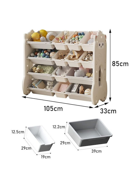 Система за съхранение на играчки от бяла пластмаса 105x33x85см
